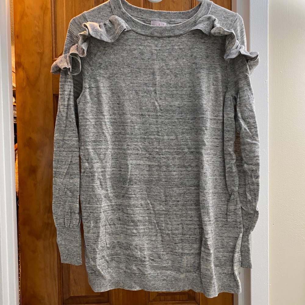 Heather grey ruffled sweater